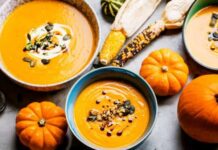 Aqueça o estômago e a alma com este creme de abóbora, cenoura e laranja