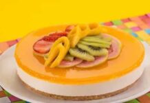Receita: Torta colorida de frutas tropicais