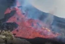 As imagens do novo rio de lava pode gerar outra fajã em La Palma