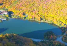 Drone capta as cores de outono em New Hampshire