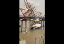 Navio-veleiro Cisne-Branco da Marinha se choca contra ponte no Equador