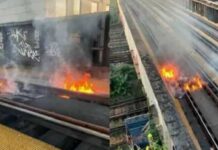 Trilhos de trem pegam fogo devido a onda de calor na Inglaterra