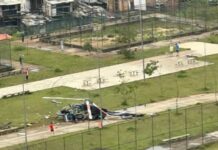 Helicóptero cai em área de parque em São Paulo