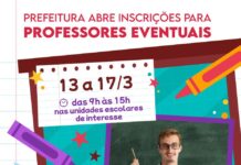 Prefeitura abre inscrições para professores eventuais de 13 a 17 de março