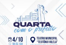 23ª edição do programa “Quarta com o Prefeito” acontece no dia 4 de outubro