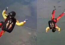 Mulher desmaia em salto de paraquedas e é salva por instrutor; veja