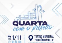 24ª edição do programa “Quarta com o Prefeito” acontece no dia 1 de novembro no Teatro Municipal