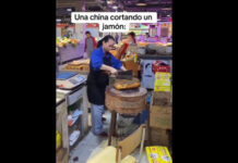 A forma como esta mulher corta presunto deixa espanhóis em choque; veja