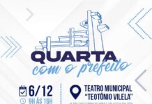 25ª edição do programa “Quarta com o Prefeito” acontece no dia 6 de dezembro