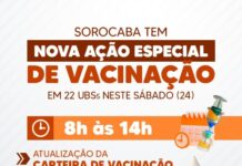 Sorocaba tem nova ação especial de vacinação em 22 UBSs neste sábado (24)
