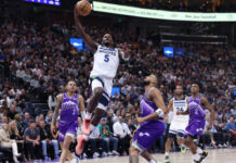 Anthony Edwards ‘levanta’ ginásio com enterrada e lidera vitória do Minnesota Timberwolves