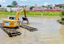 Saae/Sorocaba realiza desassoreamento da Bacia 2 do Reservatório de Detenção de Cheias da Água Vermelha