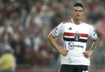Trio volta, mas James Rodríguez sente a coxa em treino e deve virar desfalque no São Paulo