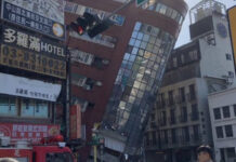 Imagens chocantes do terremoto de magnitude 7,5 em Taiwan