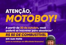 Abertas inscrições para crédito de R$ 50 a motoboys cadastrados no CadÚnico