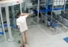 Assalto termina em fiasco total para ladrão preso em porta giratória