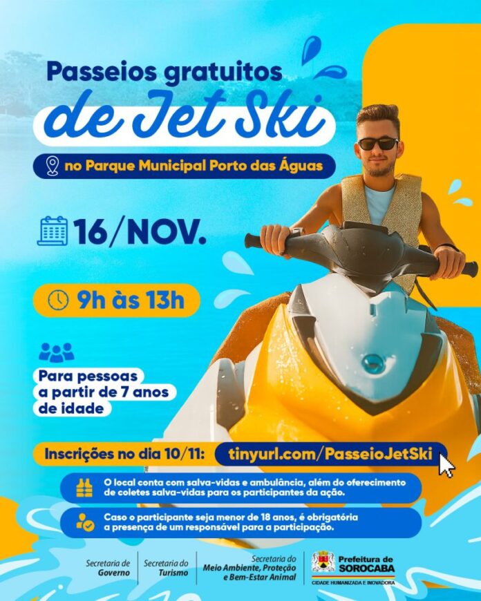 Estão abertas as inscrições para passeios de jet ski no Porto das Águas
