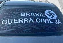 Homem é preso em SC após circular com adesivo de suástica nazista em carro