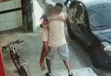 Vídeo mostra pai abraçando filha que escapou de atropelamento em SP