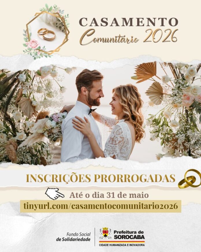 Fundo Social de Solidariedade prorroga prazo de inscrições para o Casamento Comunitário 2026 até dia 31 de maio