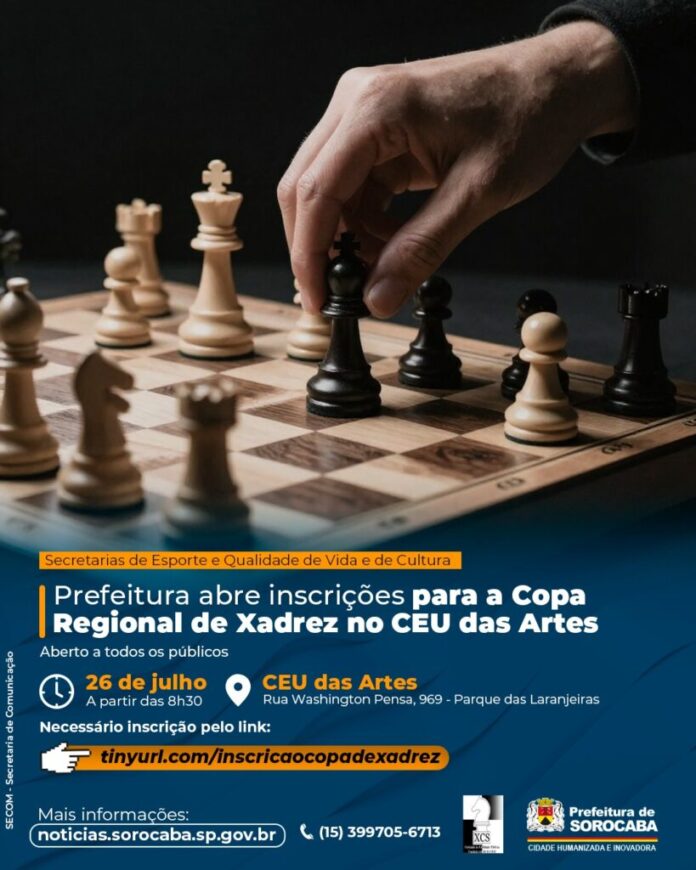 Prefeitura abre inscrições para a Copa Regional de Xadrez no CEU das Artes