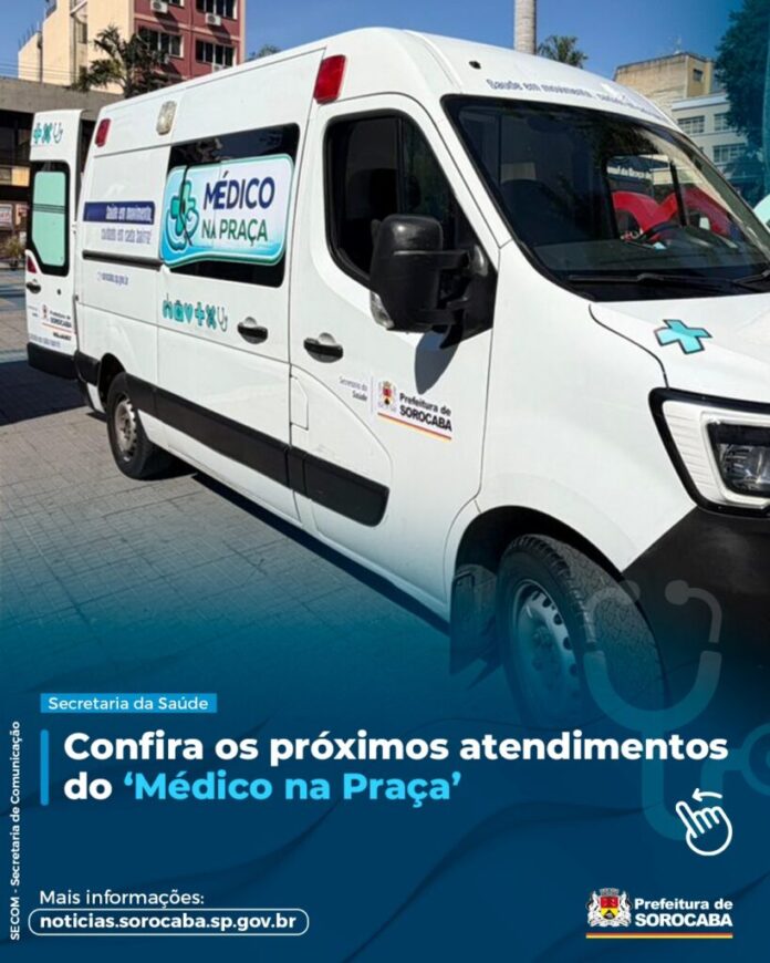 ‘Médico na Praça’ atende no Jardim Santa Bárbara neste sábado (4); domingo (5) na Feira da Barganha e segunda e terça-feira (6 e 7) na Praça Central